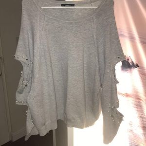 Zara Slouchy Cut Out Sweater with Pearls
